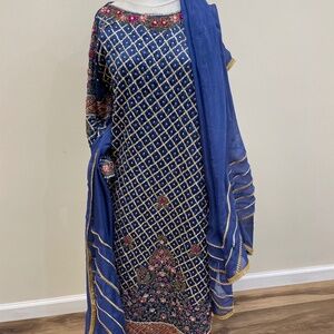 3 piece blue formal outfit